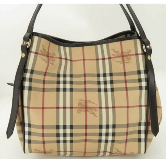 AUTH BURBERRY HAYMARKET CHECK CANTERBURY TOTE BAG - Picture 3 of 16